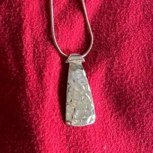 Solid Sterling Silver Hammered Silpada Tie Pendant and 18” Sterling Snake Chain